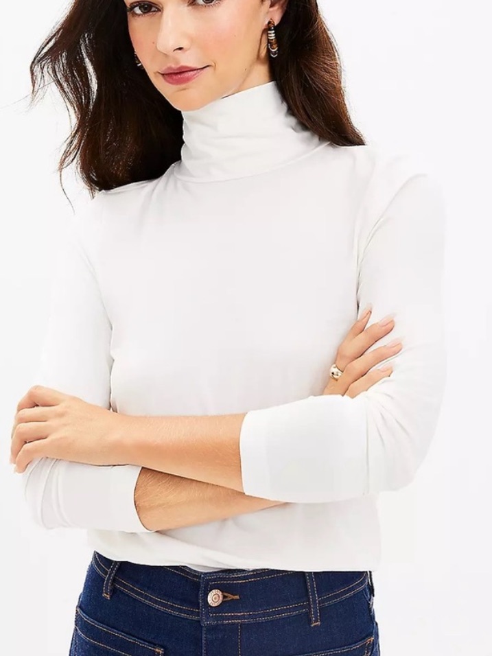 Loft Heathered Jersey Turtleneck Top